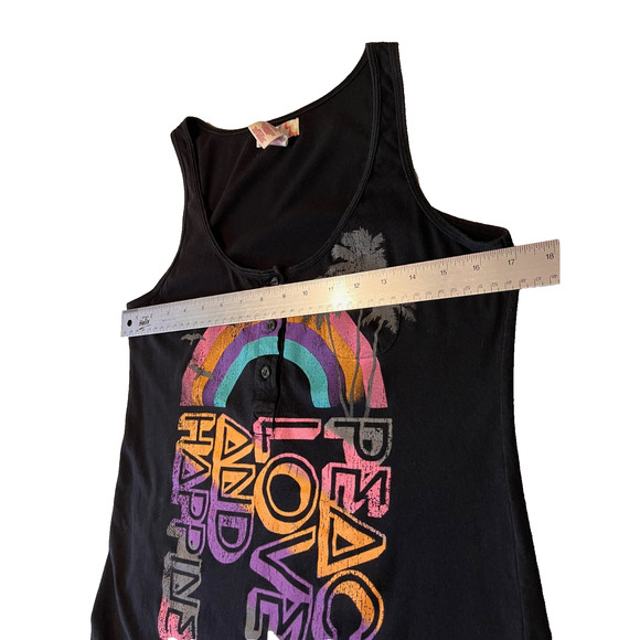 OP Peace Love Happiness Rainbow Graphic Tank Top Juniors L 11-13 Y2K Surf - Picture 4 of 6